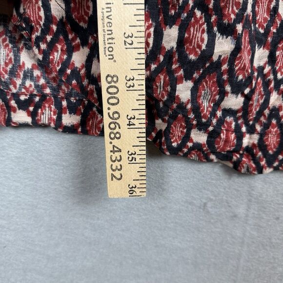 Isabel Marant red black geometric silk dress ruffled collar Size 3 *damaged read - Picture 6 of 7